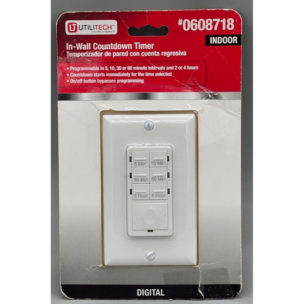Digital In Wall Countdown Indoor Timer 0608718 Programmable UtiliTech New Sealed